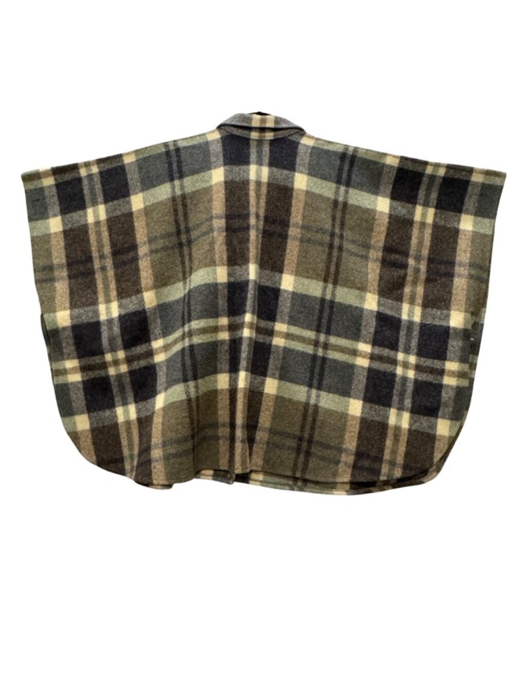 Vintage Amana Woolen Mills Poncho Size L 1970s Boho Hippie Earth Tones Plaid - Picture 11 of 11